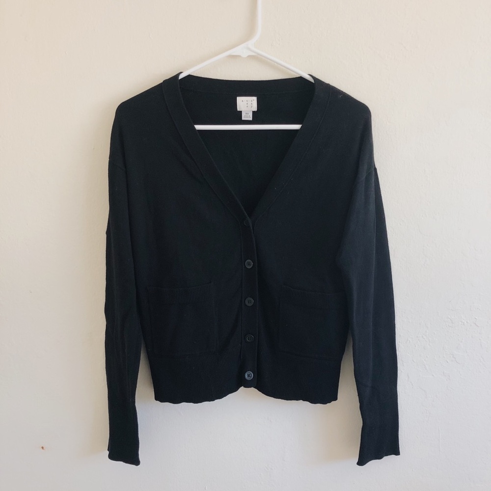 Black Buttoned Cardigan